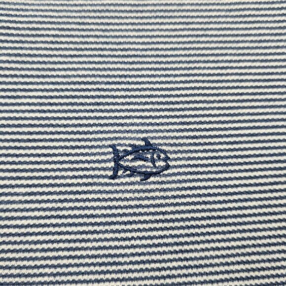 Southern Tide Polo Shirt Mens Large Blue Stripe Short Sleeve Outdoors Casual - Picture 2 of 4